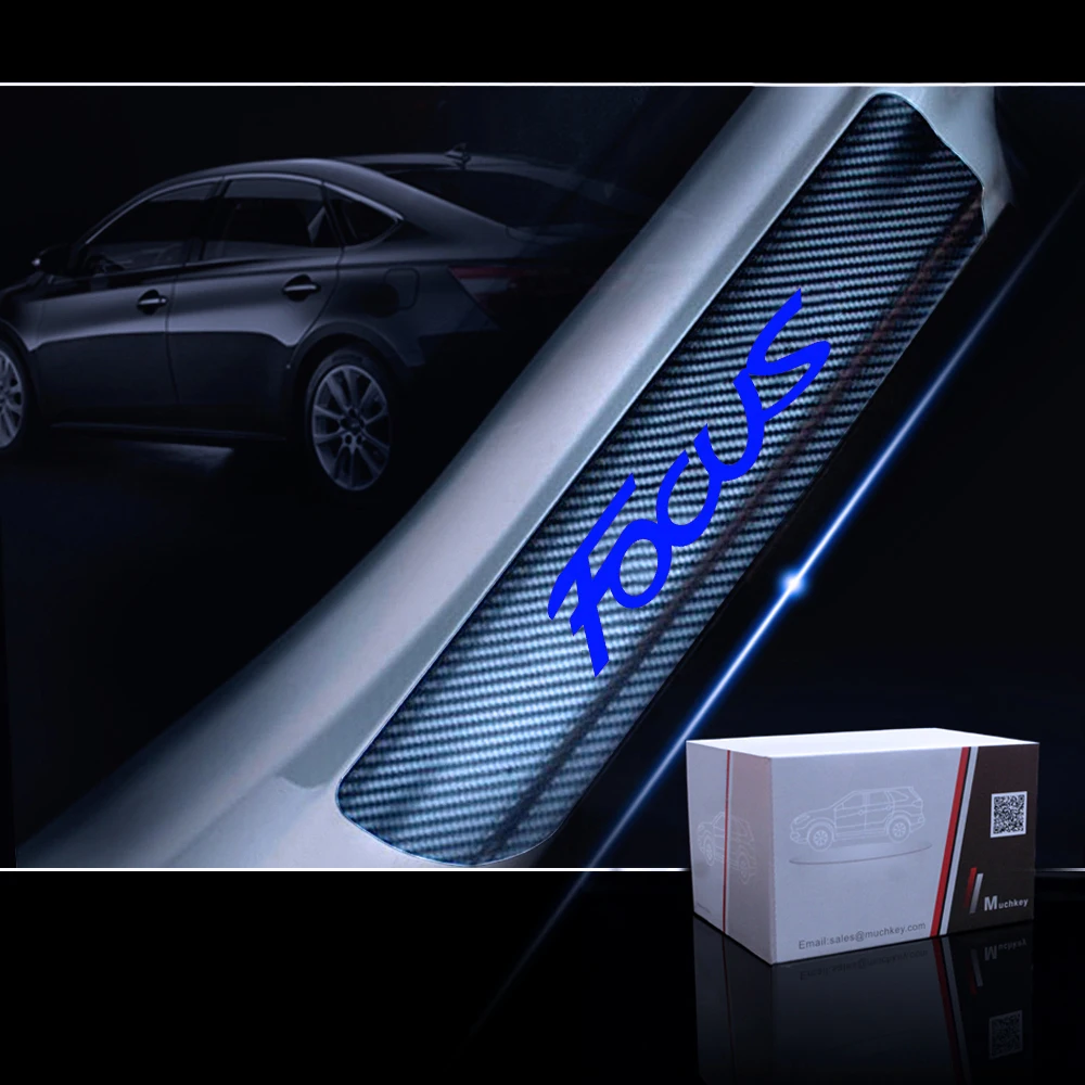 Adesivo de Fibra de Carbono Adesivo de Porta Protetor para Ford Porta de Carro Acessórios para Carro Seda Focus Bem-vindo Pedal Adesivos Auto 4 Unidades 4d 16 de porta, seda, protetor para ford focus,
