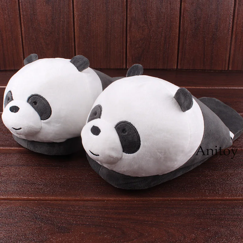 We Bare Bears Ice Bear Grizzly Panda Plush Slippers Shoes Home House Winter Stuffed Slippers Plush Toys 28cm