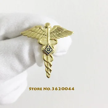 

50pcs Masonic Lapel Pin Freemason Lodge Masonry Wings Snake Symbol Free Masons Customized Badge Medical Doctor Pins and Brooch