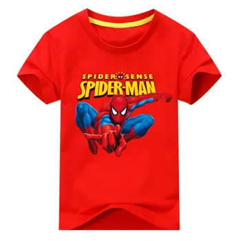 Children Short Sleeve T-shirt For Boy Tee Tops Clothes Girls Cartoon Spiderman Pattern T Shirt Kids 100%Cotton Top CostumeDX034 5