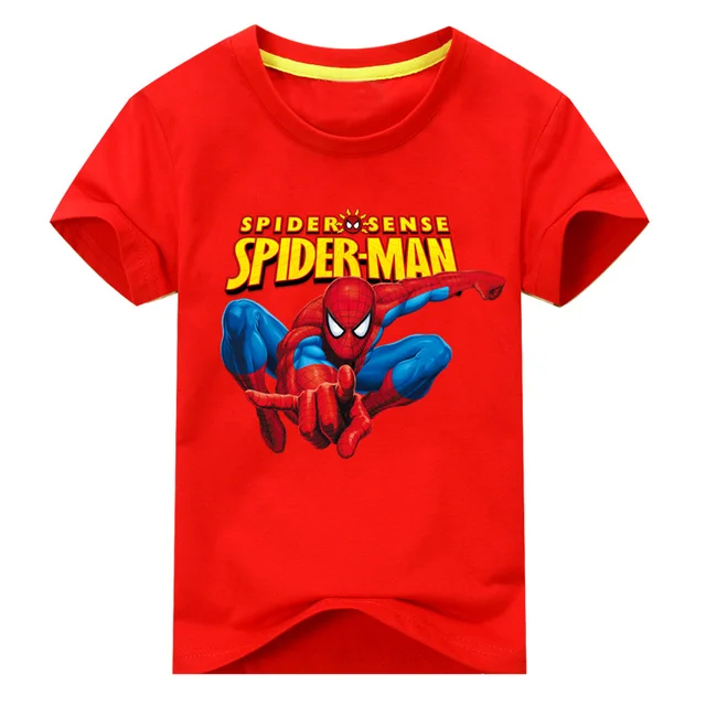 Children Short Sleeve T-shirt For Boy Tee Tops Clothes Girls Cartoon Spiderman Pattern T Shirt Kids 100%Cotton Top CostumeDX034 5