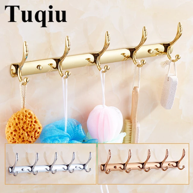 Tuqiu Bathroom Robe Hook Wall Hooks Wood Kitchen Towel Hook Brass Brushed  Gold Key Hat Bag Hanger Holder Clothes Hook - AliExpress