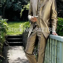 Стиль, три пуговицы, Мужская одежда для свадьбы/выпускного вечера, смокинг для жениха, атласная ткань, одежда для жениха, костюм(одежда+ брюки+ галстук+ жилет), weddin