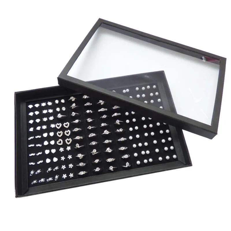 Jewelry-Display-Storage-Holder-Case-Velvet-100-Slot-Rings-Earrings-Box-Organizer