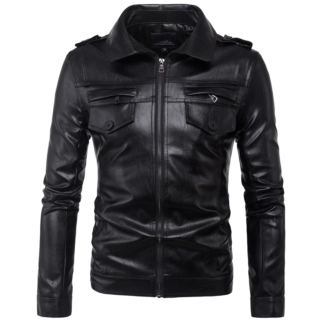 HEROBIKER Мотоциклетные Куртки мужские из искусственной кожи Chaqueta винтажные Ретро гонки на молнии мотоциклетные панк повседневные пальто Moto Jaqueta - Цвет: Черный