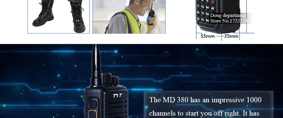 TYT MD-380 портативная рация DMR цифровое мобильное радио UHF 480-400 МГц MD380 радио программирующий кабель и CD