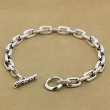 925 пробы Серебряный Мужской Байкер Рокер панк браслет 8W010