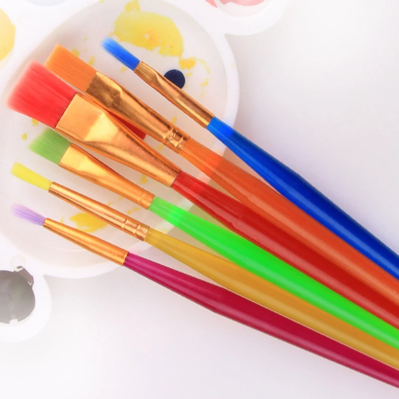 

6pcs New Creative Fun Kids Painting Brushes Paint Training Toy Plastic Handle Seal Sponge Drawing Brush Early Educational Toys