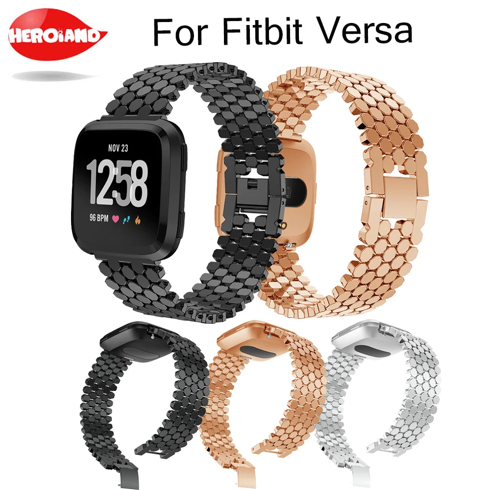 Стальные металлические ремешки для Fitbit Versa ремешок Безвинтовой нержавеющей
