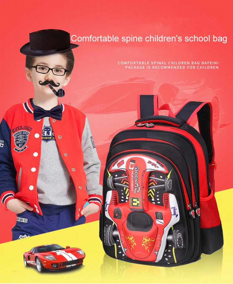 Детский рюкзак для начальной школы, Мультяшные 3D машинки, школьные ранцы для мальчиков детская сумка для девочек, рюкзак, школьные сумки Mochila Infantil
