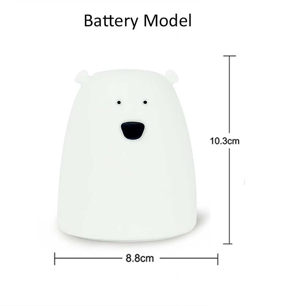 Детская Ночная лампа для спальни с милым медведем, силиконовая светодиодная Ночная лампа, меняющая цвет, светодиодная прикроватная лампа для детей, игрушка в подарок - Испускаемый цвет: Зеленый