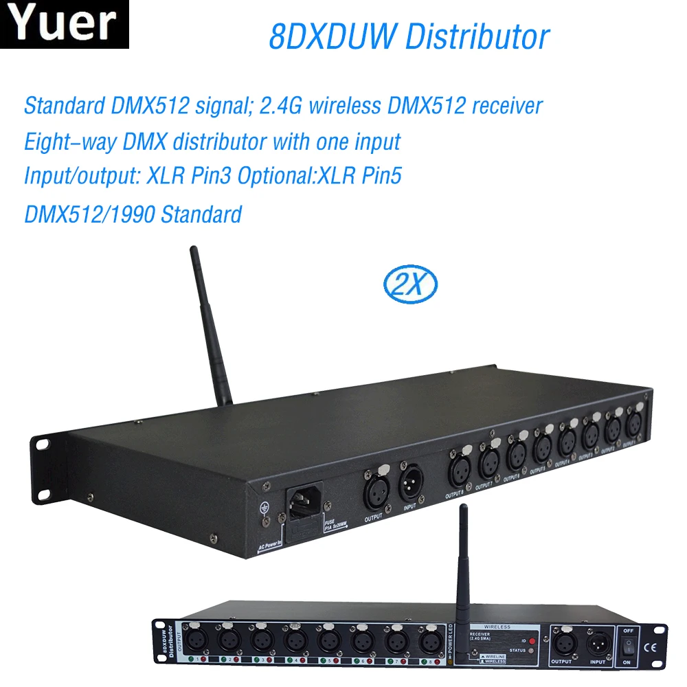 

2Pcs/Lot Stage Light 8DXDUW Distributor Splitter Light Signal Amplifier Splitter DMX512 Distributor for stage Equipment