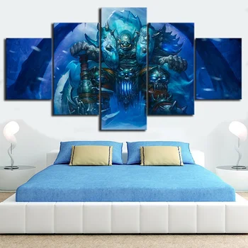 

5 Piece World of Warcraft Game Poster Death Knight Hearthstone Wall Picture for Home Decor