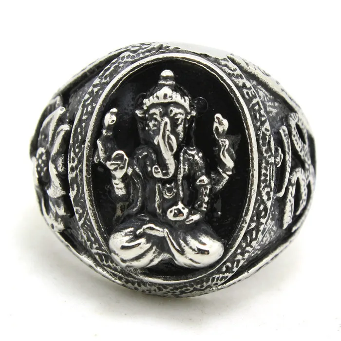 

1pc Mens Boy Hight Quality Fashion Buddha US Style Ring 316L Stainless Steel Simple Ring