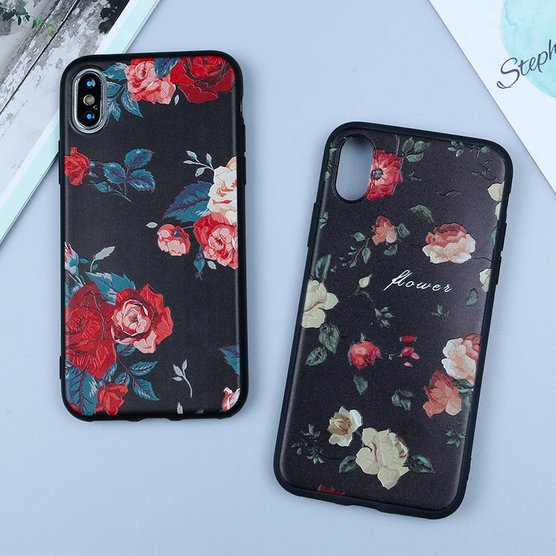 

For iPhone 6s Case Cute 3D Emboss Cartoon Patterned Case For iPhone Xs Max 7 8 6S Plus 5 5S SE 6 Phone Case Luxury Matte Floral