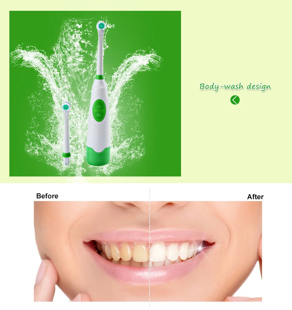 Гигиена полости рта уход за зубами на батарейках электрическая зубная щетка Водонепроницаемая с 2 насадками насадки для дома путешествия 1 комплект дешево