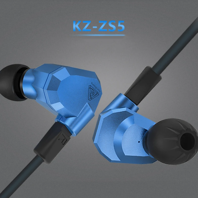 100% Original KZ ZS5 2DD + 2BA Mixed Ear Earphone HIFI DJ Monitor Stereo Sports Earphone Earplug Headset Earbud Free shipping