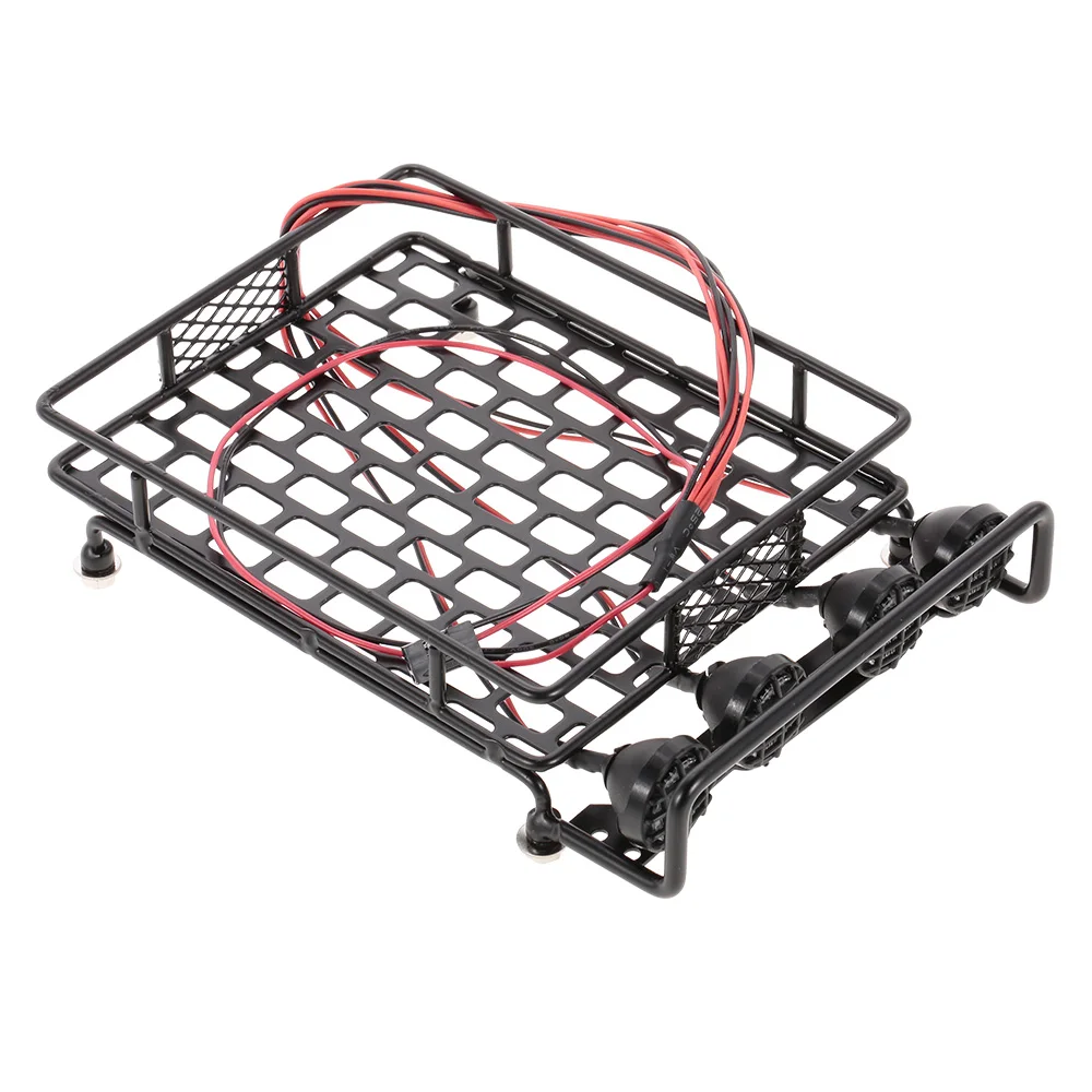 Metal RC Car Roof Carrier Rack with 4 LED Light Lamp Spare Parts for SCX10 90046 Traxxas TRX-4 RC4WD D90 CC01 RC Rock Crawler (4)