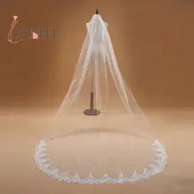 Новая 3 метра Белая свадьба слоновой кости вуали аппликации окантованные Свадебные вуали с гребешком свадебные аксессуары, фата