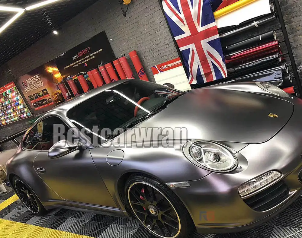 dark gray black satin chrome vinyl wrap film sticker (2) - 