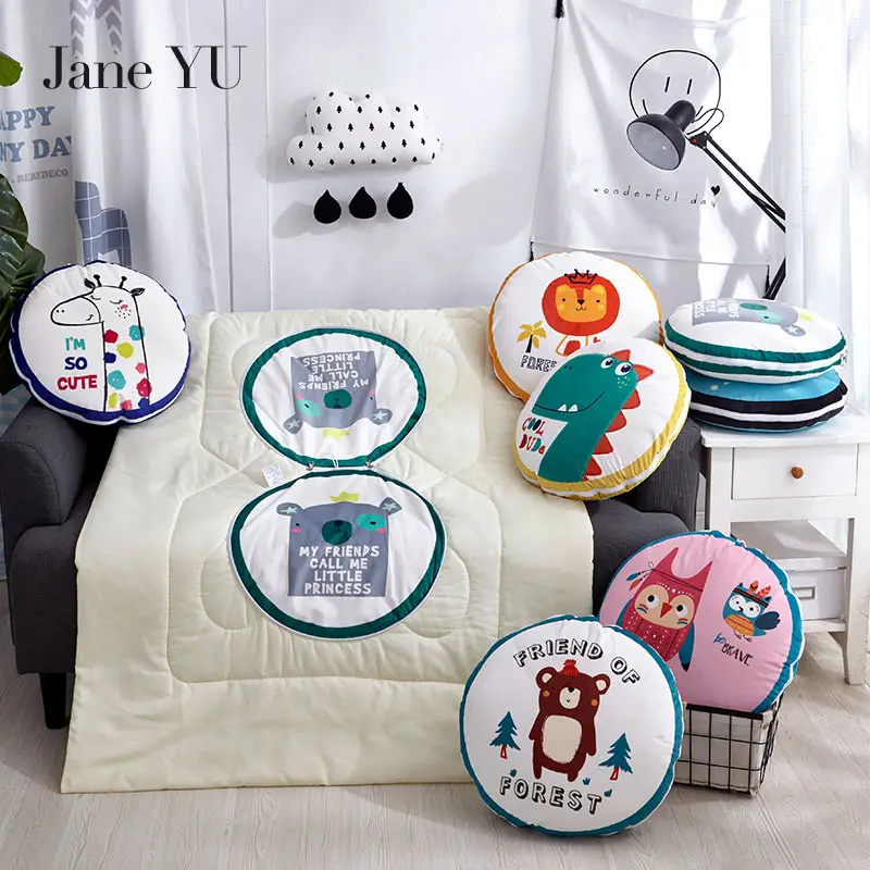 

JaneYU 1Multifunction round cushion 40*40cm Oblong back cushion open size 110*150 nap blanket summer quilts 15 colors