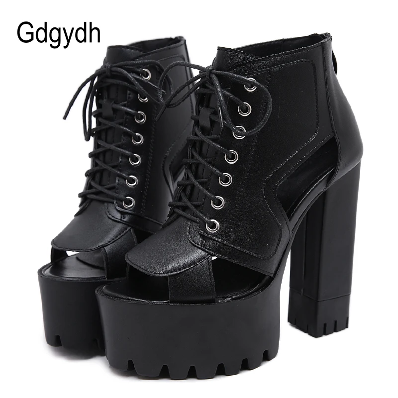 black block heel booties open toe