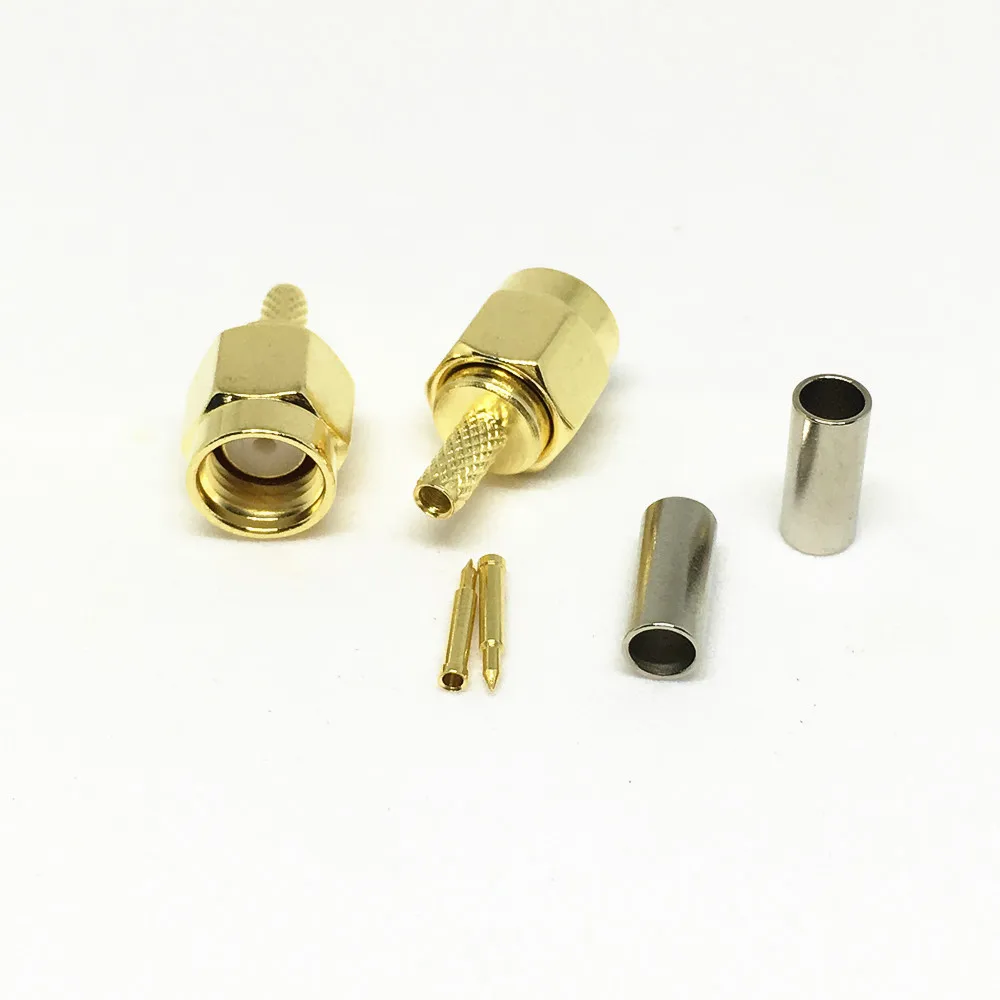 50 шт. Латунь SMA штекер Jack RF обжимной для LMR100 RG316 RG174 RG178 кабель прямой разъем