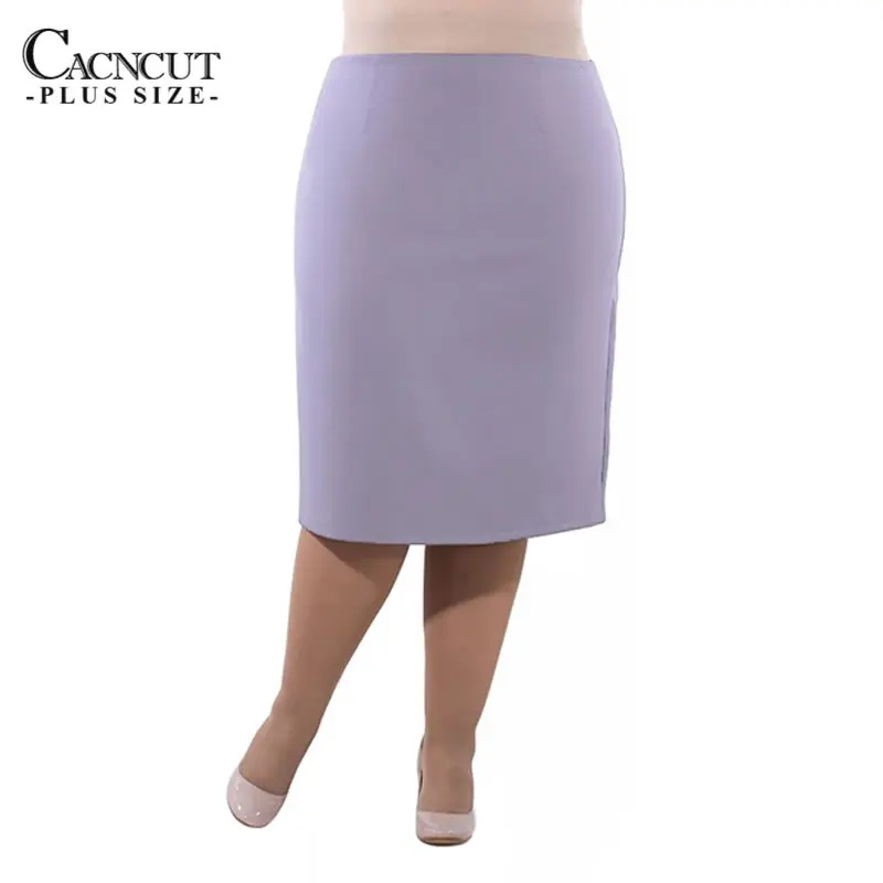 CACNCUT Большие размеры офисные женские юбки 5xl 6xl размера плюс высокая талия летняя юбка-карандаш облегающая юбка с разрезом для женщин - Цвет: 03