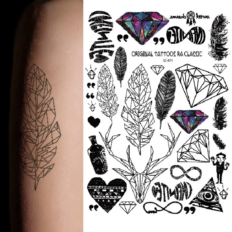 Стиль геометрические Временные татуировки треугольные татуировки современный стиль унисекс татуировки для тела