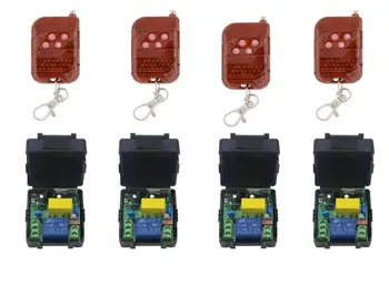 

update universal AC 220 v 1 ch RF Wireless Push Remote Control Light Switch System 4 * receiver +4 *transmitter smart home