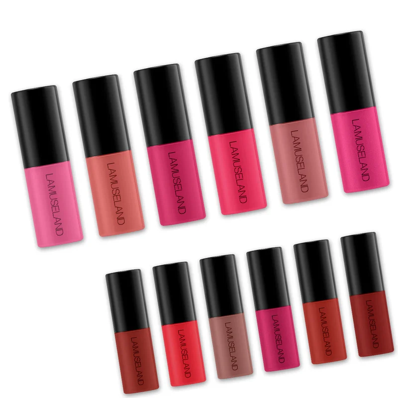 

12 Colors Long-lasting Non-stick Cup Lip Gloss Makeup Cosmetics pcs / Lot Waterproof Long Lasting Matte Mini Lipstick TSLM1