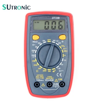 

DT33B Digital Multimeter Backlight Buzzer Protection AC DC Ammeter Voltmeter Ohm Portable Pocket Meter Data Hold Battery Test