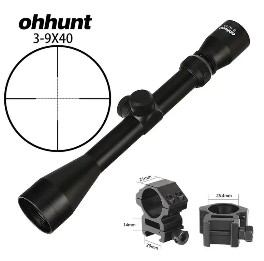 3-9X40 Hunting Optics Riflescopes Rangefinder or Mil Dot Reticle Crossbow Shooting Tactical Rifle Scope with Mount Rings - Цвет: with picatinny ring5