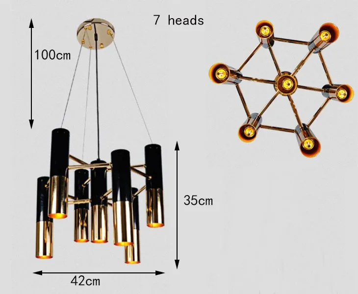 Современное Скандинавское светодиодный Люстра с лампами металлическая трубка Современная черная Золотая Труба подвесной светильник светодиодный гостиная столовая