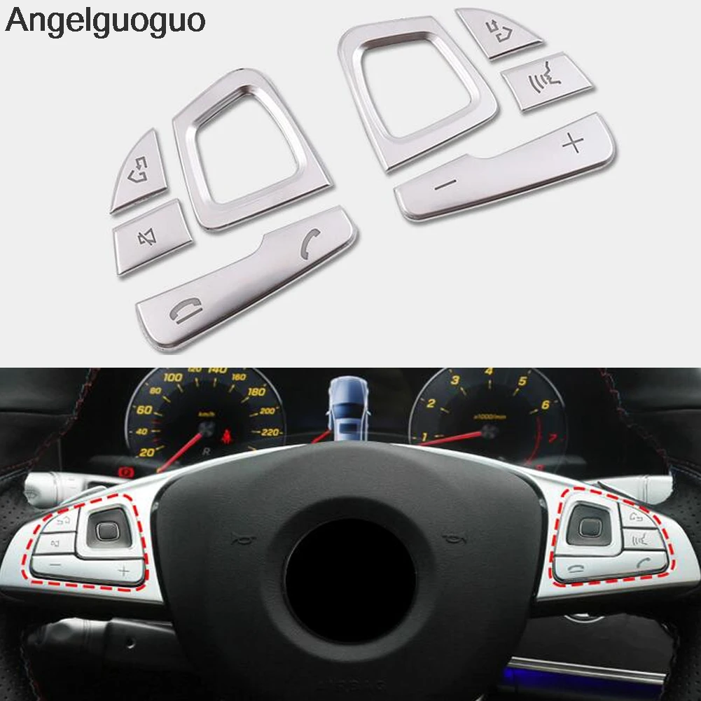 ABS Chrome For Mercedes Benz E Class W213 E200 300 etc 2016-8 Car Steering Wheel Button Decoration Trim Cover Car-styling Sequin