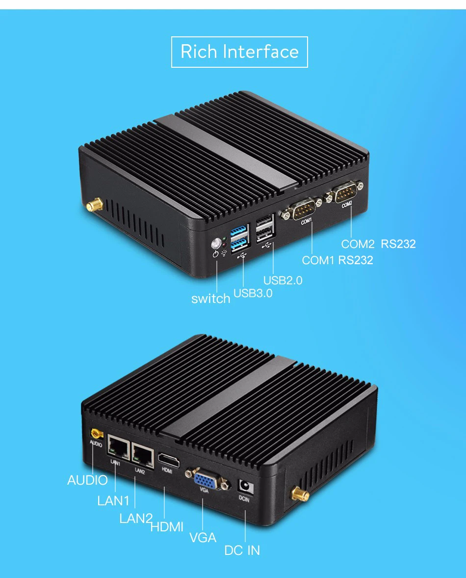 10 duplo nic gigabit etherent 2x rs232