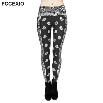 

FCCEXIO New Sexy Style 3D Print Bandana Black Character Pattern Polyester Pants Free Size Fitness Legging Standard Women Legging