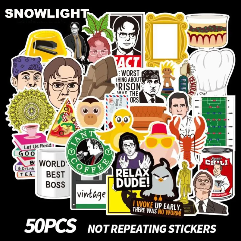 50pcs/set Friends OFFICE TV SHOW Waterproof Fun Sticker Toy Luggage Sticker Motorcycle and Luggage Notebook Toy DIY Sticker