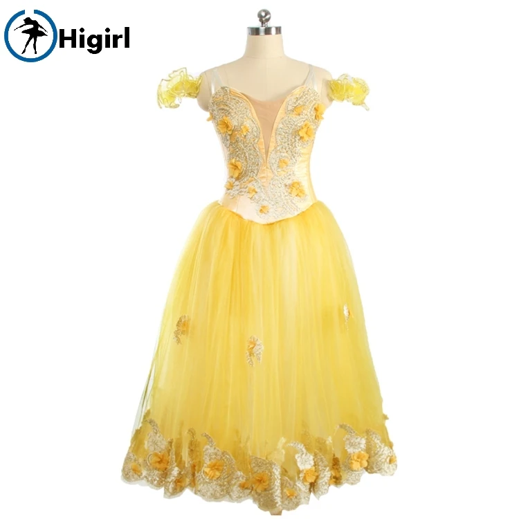 Girl and child yellow ballet long skirt  professional  ballet  tutu  Sugar Plum Fairy Classical Pancake Platter  Dress BT9167