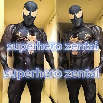 

Venom Symbiote Spiderman Costume 3D Printed Spider-Man Cosplay Zentai body suit black Spidey for Adults/Kids Customized