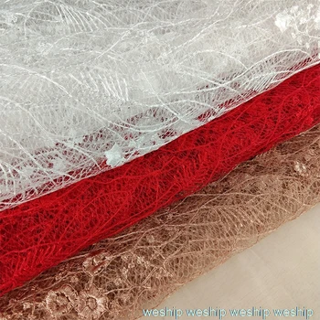 

5yards/lot red/white hollow Net yarn fabric embroidery lace mesh fabric wedding dress cloth DIY garment accessories curtains