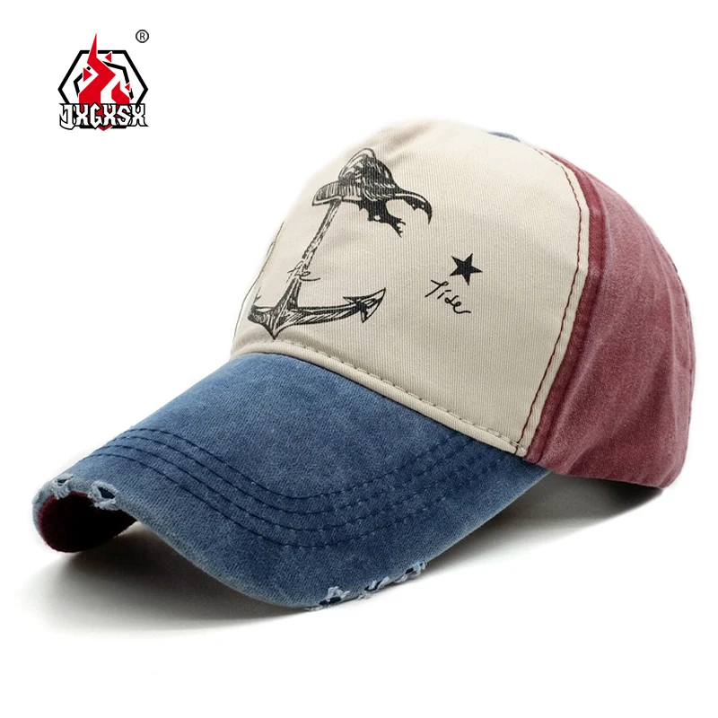

JXGXSX Spring Summer Mens Hip Hop Snapback Hats Couples Hat Man Woman Pure Cotton Baseball Caps Pirate Ship Anchor Gorras Cap