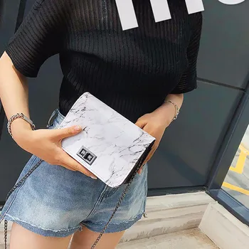 

Women PU Leather Handbag Bags 2020 Marble Lock Chain Straight Shoulder Messenger Beach Bag Crossbody Bags Bolsa Feminina