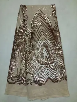 

African Lace Fabric New Nigerian Gold Sequins Net Lace High Quality African Sequin Lace Fabric For 2017 French Sequin Fabric j4