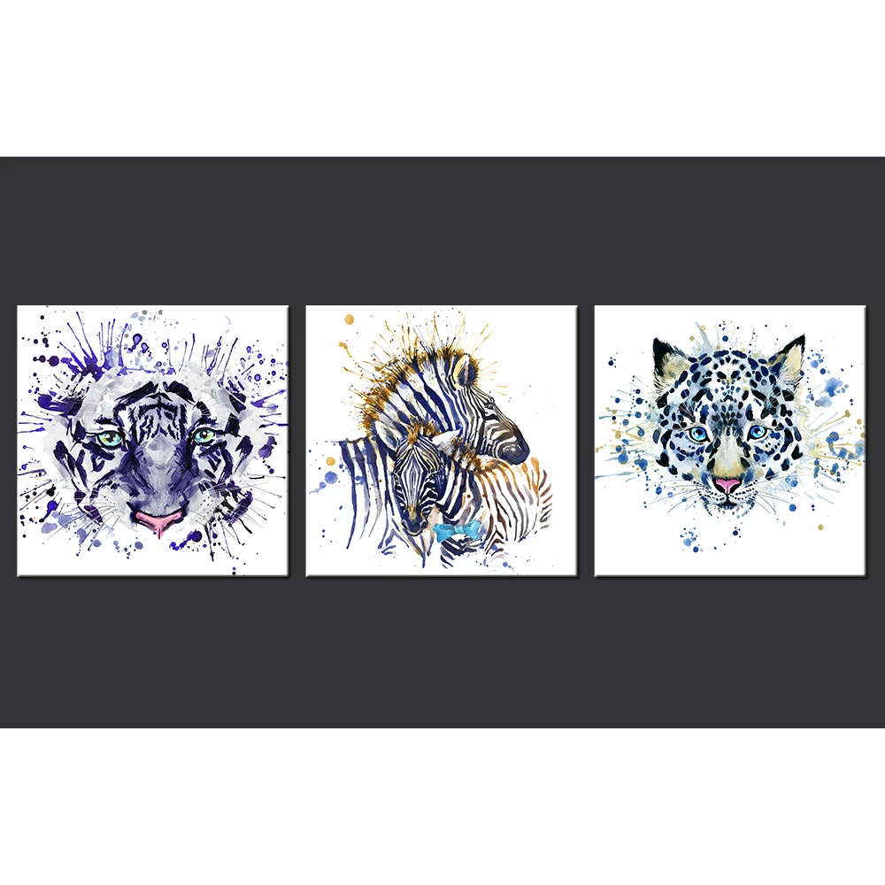 Contemporary Abstract Animals Watercolor Painting Wall Prints Tiger