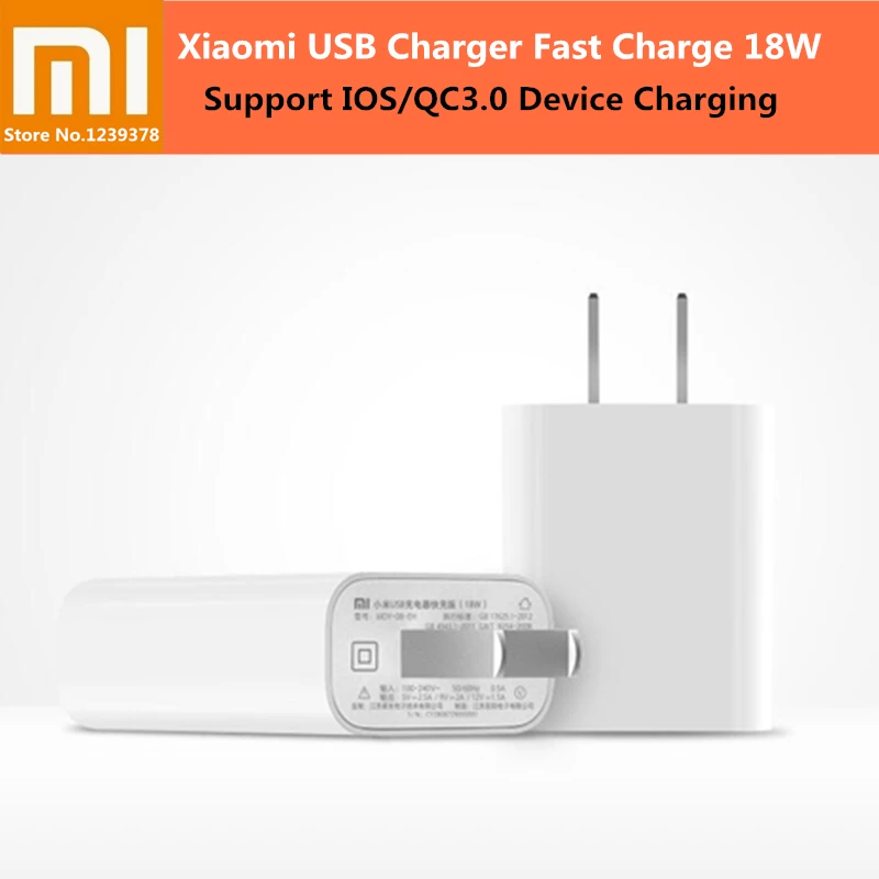 

100% Original XIAOMI USB Charger 18W Quick Charge 3.0 Fast Charger US Plug Wall USB Charger Adapter For iPhone Huawei Xiaomi 8