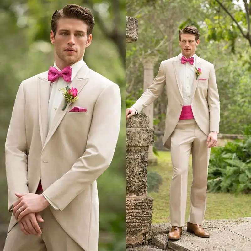 High Quality Beige Groom Tuxedos Groomsmen Mens Wedding Suits Prom High Quality Beige Groom Tuxedos Groomsmen Mens Wedding Suits Prom Bridegroom Jacket Pants Girdle Tie No 1046 In From Men S Clothing Accessories