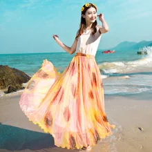 TingYiLi принт желтые длинные юбки женские макси юбка летняя элегантная Бохо юбка праздник