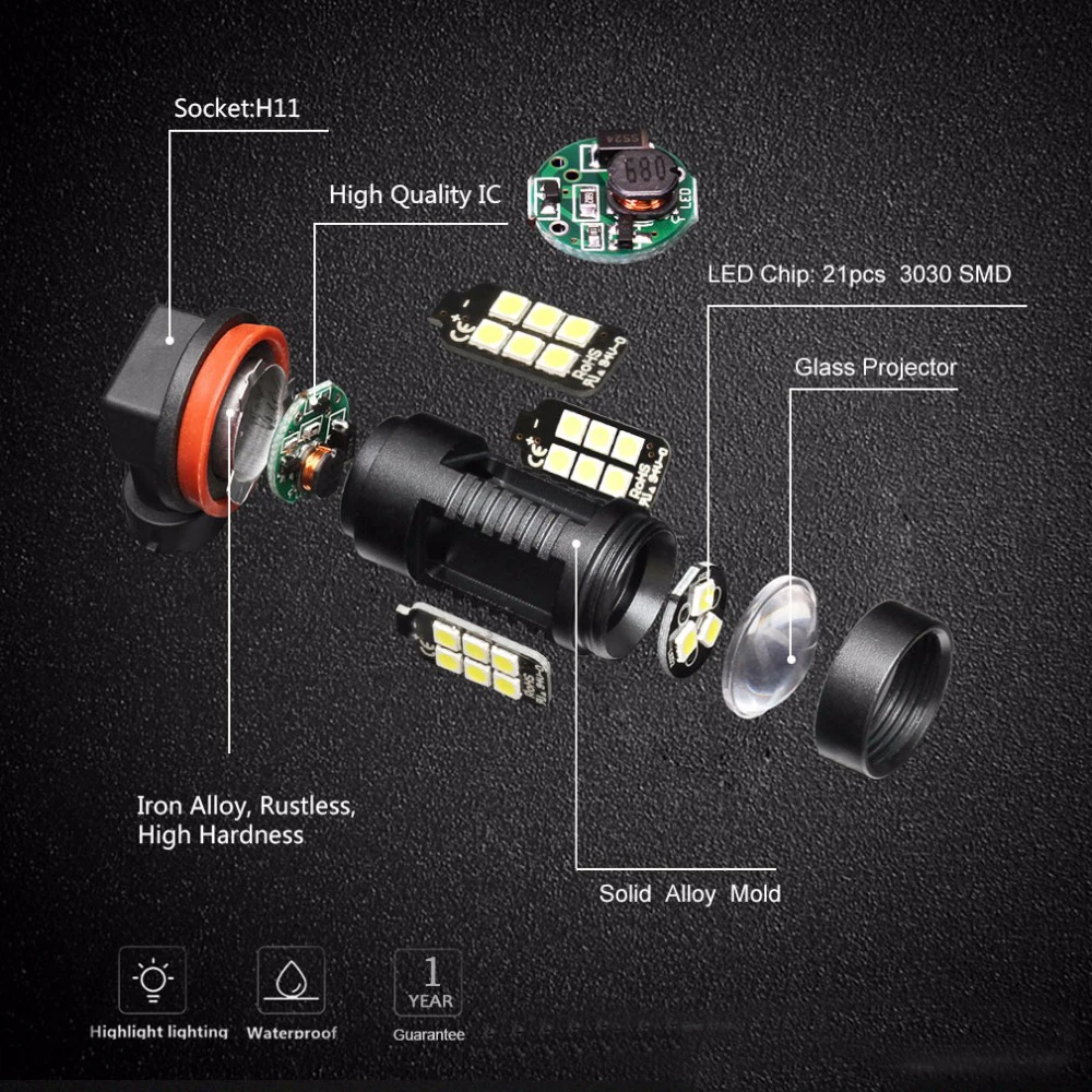 2x Canbus H11 3030 21SMD светодиодный DRL дневные ходовые Противотуманные фары лампы подходят для Land Rover Discovery 3 2009