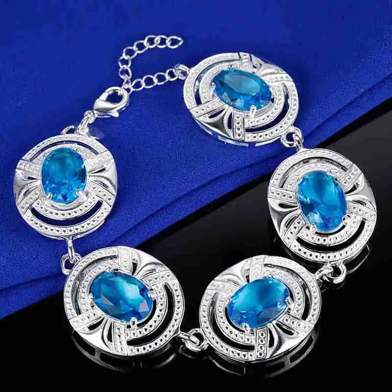 Браслет кулон ожерелье серьги кольцо толстое серебро набор взрыв Катами международная торговля полудрагоценные камни разноцветные